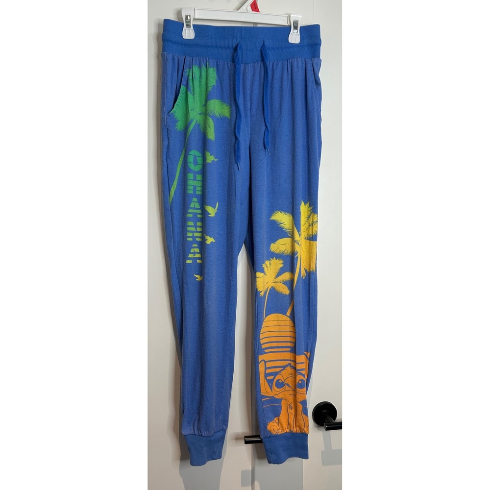 Disney Lilo & Stitch Ohana Blue Jogger Sweatpants Stitch Graphic Small S Retro